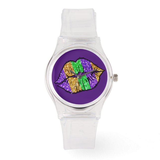 Reloj De Pulsera Mardi Gras Kiss Watch (Anverso)