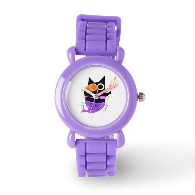 Reloj De Pulsera Mares del día - Wanda el gato niños mira (Anverso)