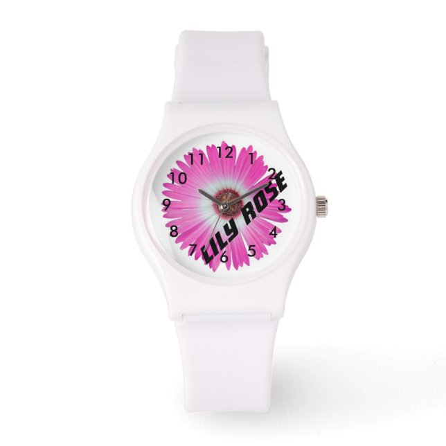 Reloj De Pulsera Margarita Gerbera Rosa Personalizada (Anverso)
