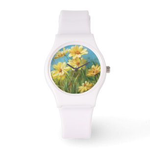 Reloj De Pulsera Margaritas amarillas hermosas