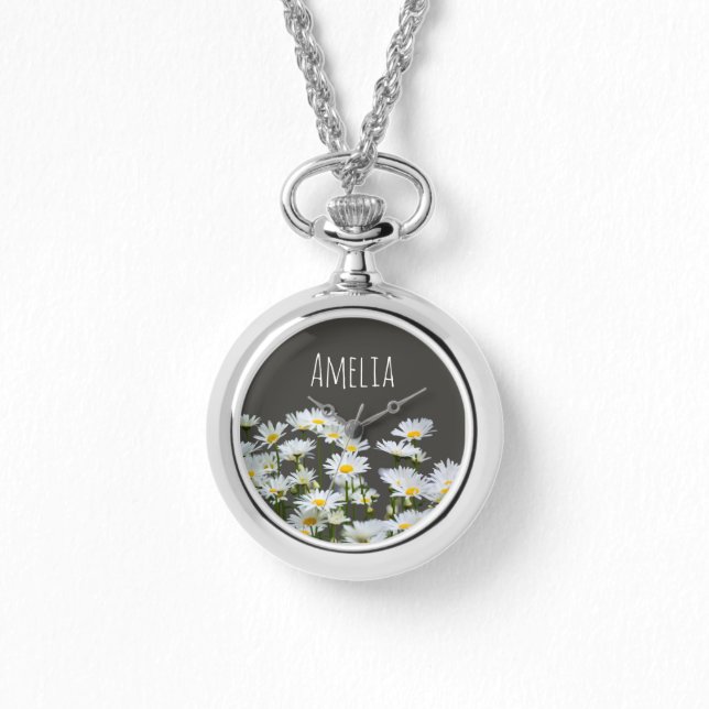 Reloj De Pulsera Margaritas en Gris Personalizadas (Anverso)