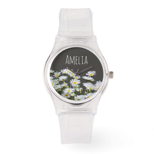 Reloj De Pulsera Margaritas en Gris Personalizadas (Anverso)