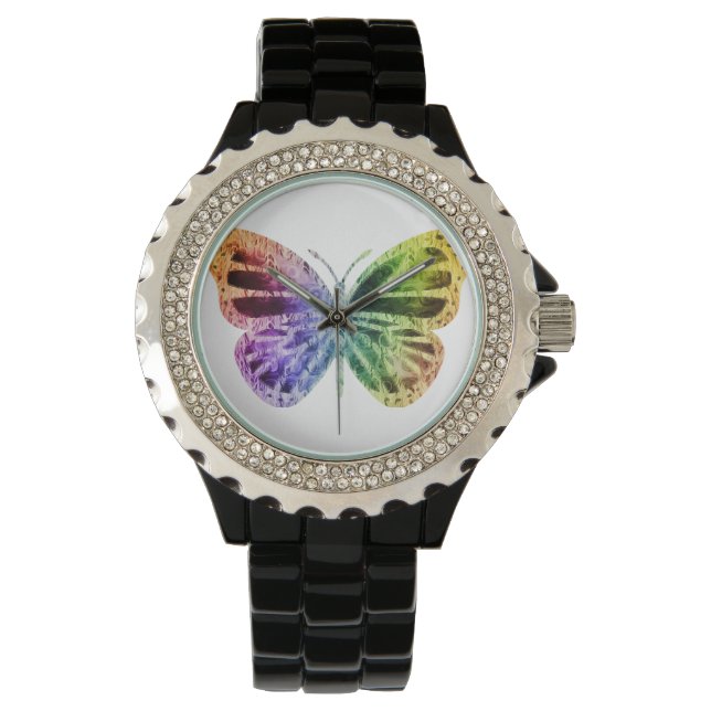 Reloj De Pulsera Mariposa arcoiris (Anverso)