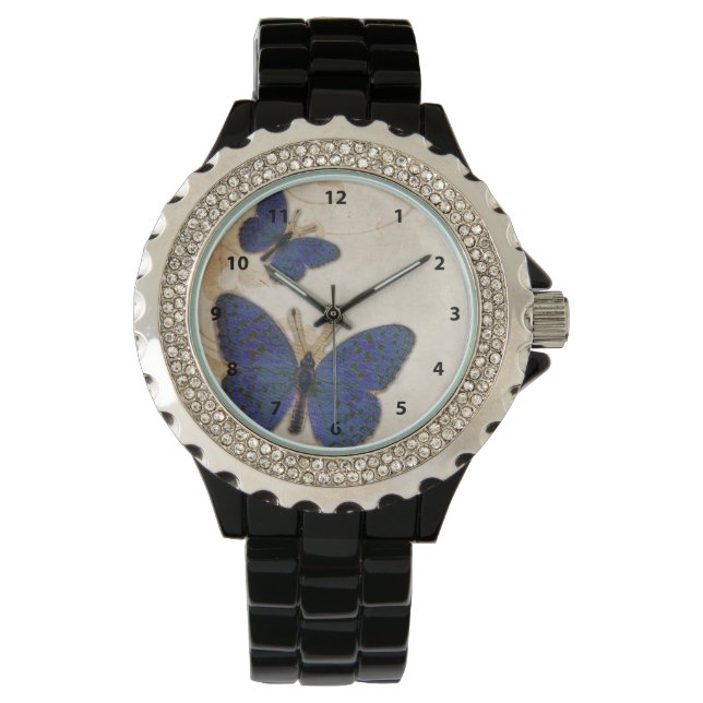 Reloj De Pulsera Mariposa azul vintage (Anverso)