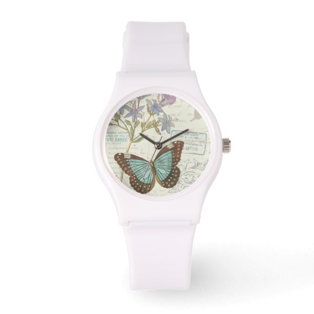 Reloj De Pulsera Mariposa azul y marrón (Anverso)