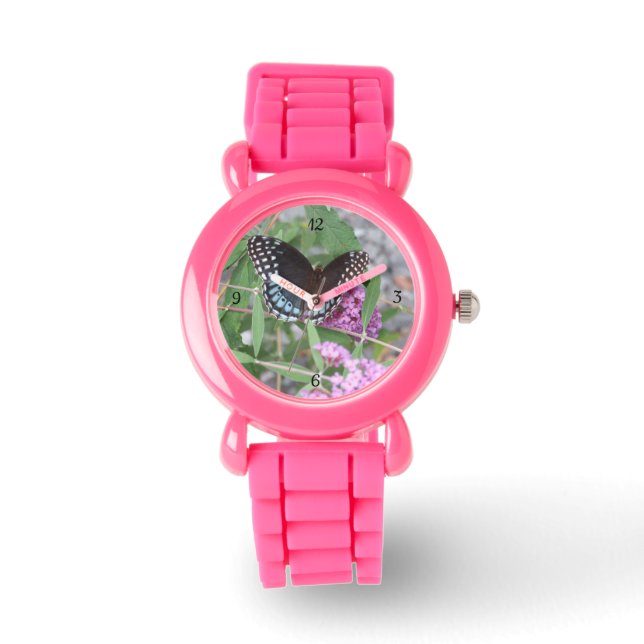 Reloj De Pulsera Mariposa azul y negra (Anverso)