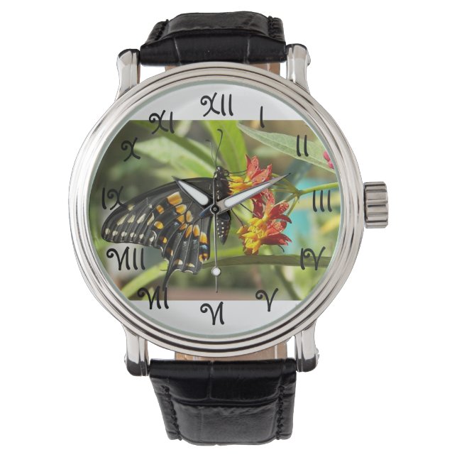 Reloj De Pulsera Mariposa Black Swallowtail #2-watch (Anverso)