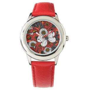 Reloj De Pulsera Mariposa blanca y rosas