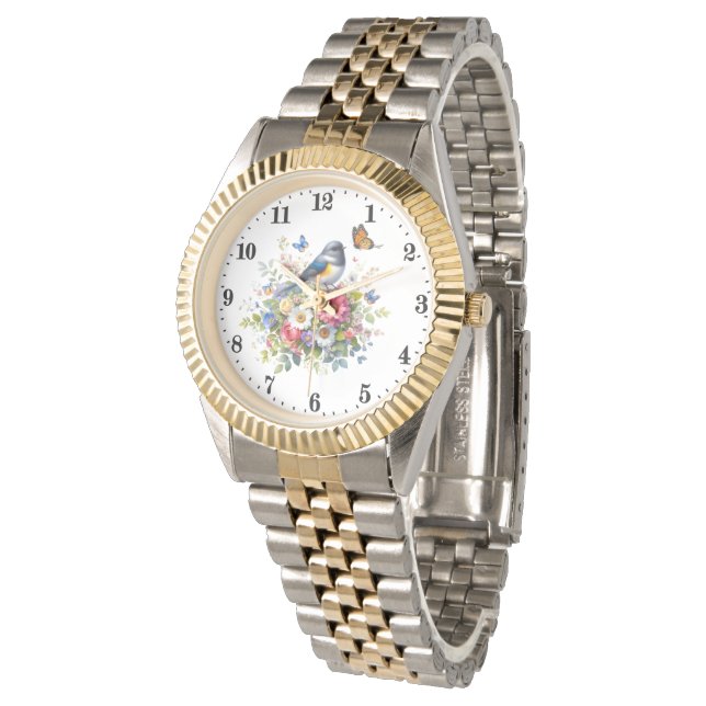 Reloj De Pulsera Mariposa de flor de ave (Angular)