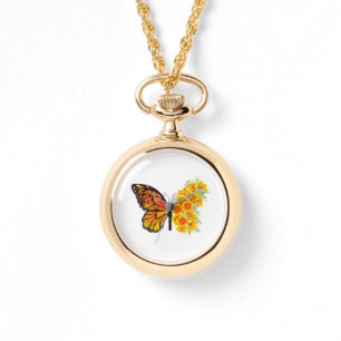 Reloj De Pulsera Mariposa de flores con amapola amarilla de Califor