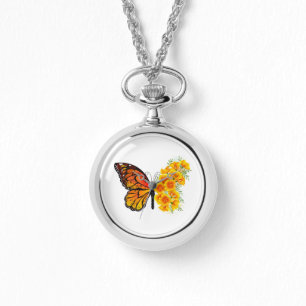 Reloj De Pulsera Mariposa de flores con amapola amarilla de Califor