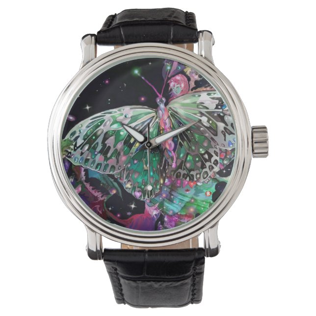 Reloj De Pulsera Mariposa de la Esperanza Verde (Anverso)