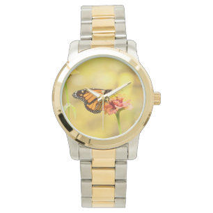 Reloj De Pulsera Mariposa de monarca en Zinnia