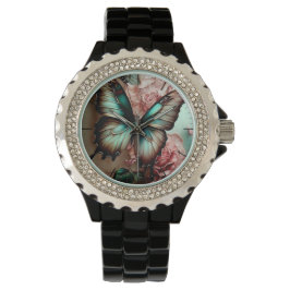 Reloj De Pulsera Mariposa Diamante de imitación y flores