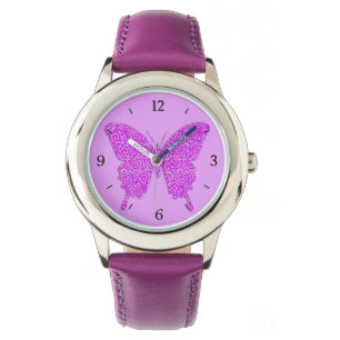 Reloj De Pulsera Mariposa en patrón abstracto - lavanda, púrpura