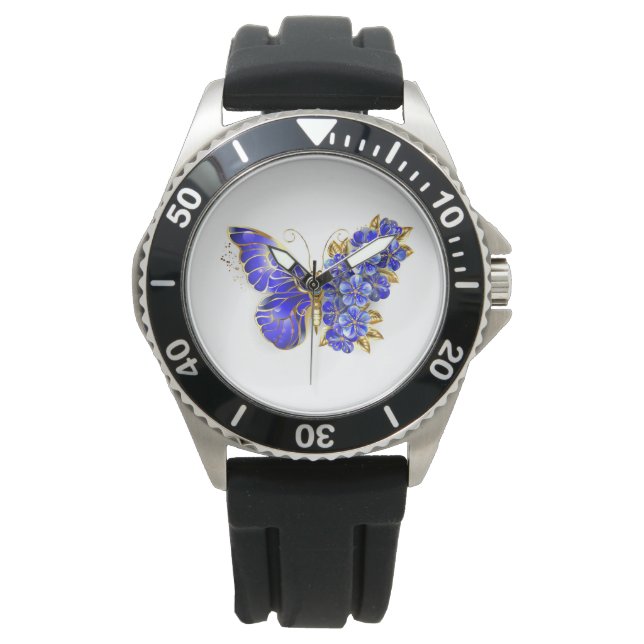 Reloj De Pulsera Mariposa Flor Zafiro (Anverso)