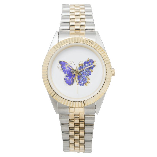 Reloj De Pulsera Mariposa Flor Zafiro (Anverso)