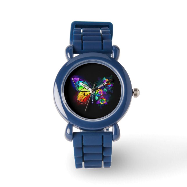 Reloj De Pulsera Mariposa florida arcoiris (Anverso)