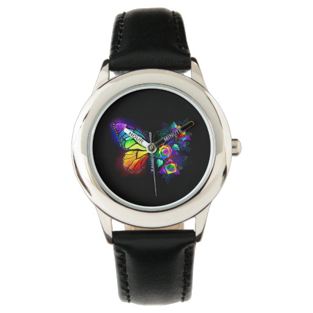 Reloj De Pulsera Mariposa florida arcoiris (Anverso)