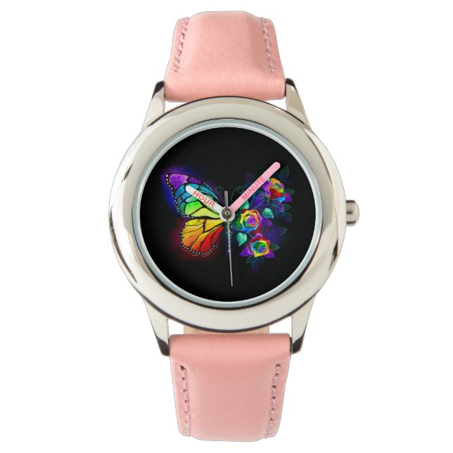 Reloj De Pulsera Mariposa florida arcoiris (Anverso)