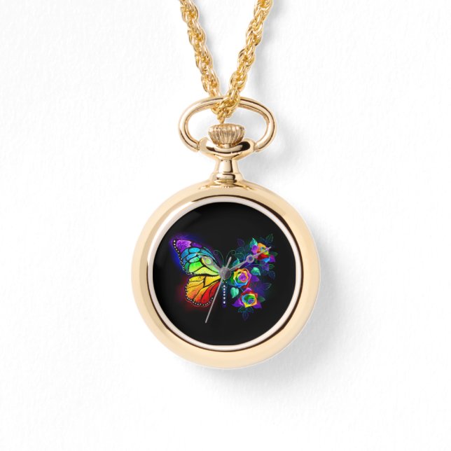 Reloj De Pulsera Mariposa florida arcoiris (Anverso)
