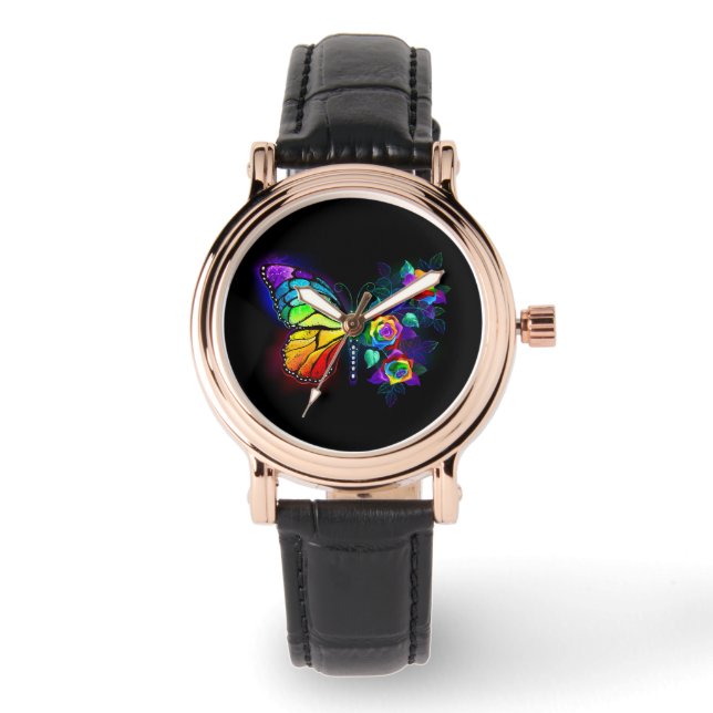 Reloj De Pulsera Mariposa florida arcoiris (Anverso)
