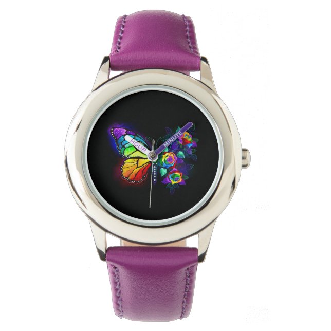 Reloj De Pulsera Mariposa florida arcoiris (Anverso)