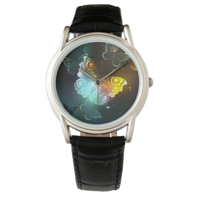 Reloj De Pulsera Mariposa luminosa y mariposas nocturnas (Anverso)