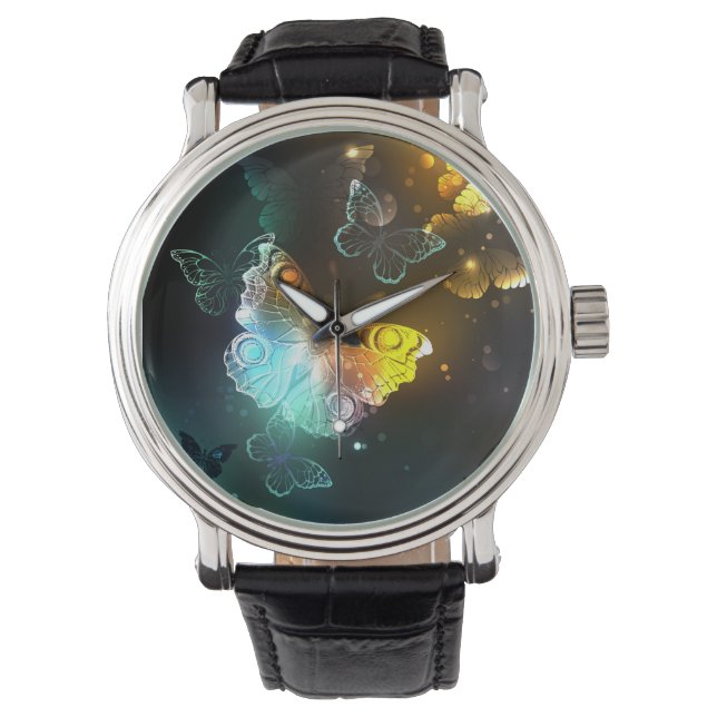 Reloj De Pulsera Mariposa luminosa y mariposas nocturnas (Anverso)