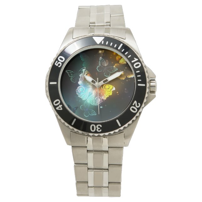 Reloj De Pulsera Mariposa luminosa y mariposas nocturnas (Anverso)