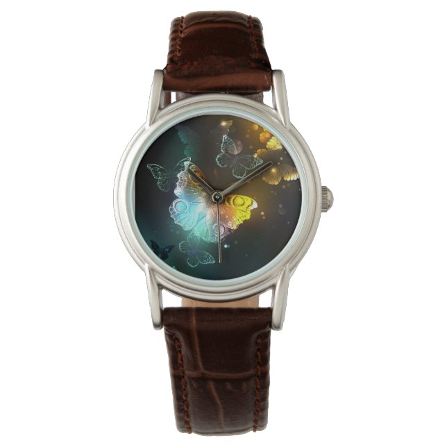 Reloj De Pulsera Mariposa luminosa y mariposas nocturnas (Anverso)