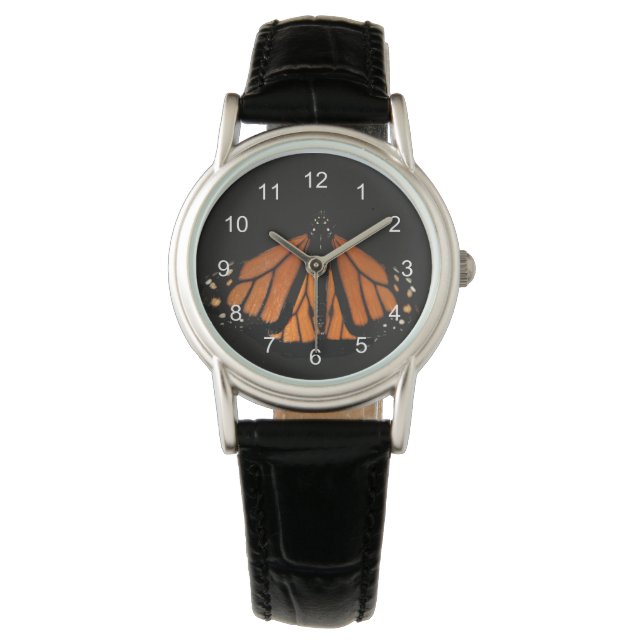 Reloj De Pulsera Mariposa monarca en la llave del Naranja (Anverso)