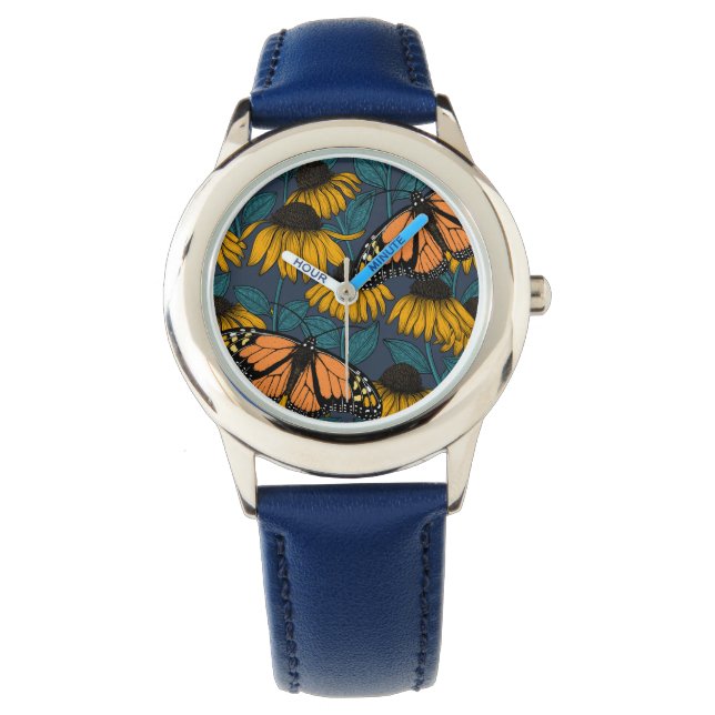 Reloj De Pulsera Mariposa monarca sobre las colmenas amarillas (Anverso)