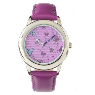 Reloj De Pulsera Mariposa morada y azul decorativa