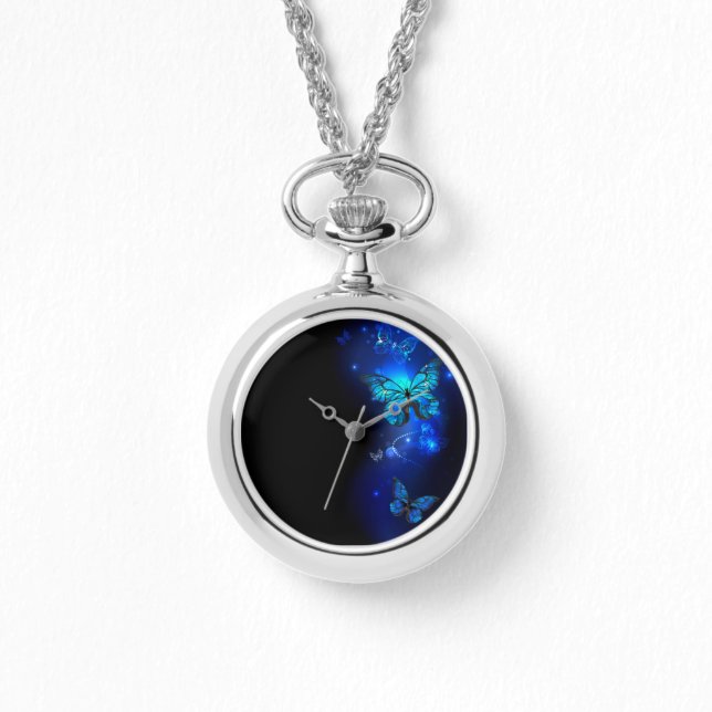 Reloj De Pulsera Mariposa morfo en el fondo oscuro (Anverso)