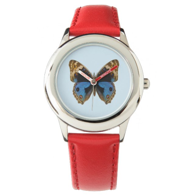 Reloj De Pulsera Mariposa Pansy Azul (Anverso)