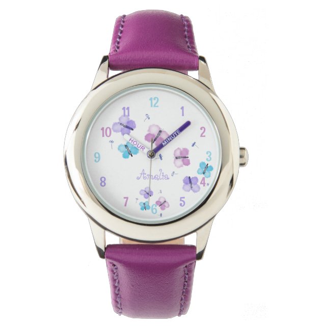 Reloj De Pulsera Mariposa Pastel Personalizada (Anverso)