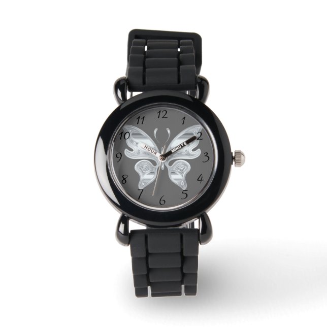 Reloj De Pulsera Mariposa plateada (Anverso)