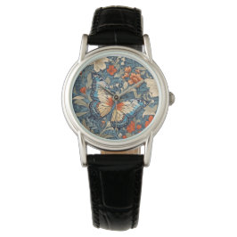 Reloj De Pulsera Mariposa Regal en medio de la floral William Morri