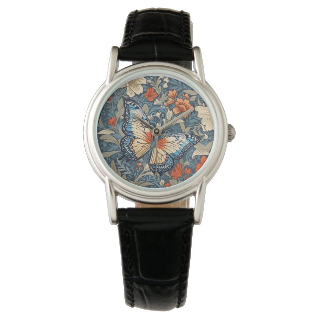 Reloj De Pulsera Mariposa Regal en medio de la floral William Morri (Anverso)