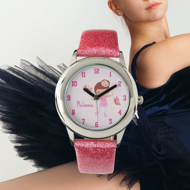 Reloj De Pulsera Mariposa Rosa Moderno Boho Ballerina (Butterfly Pink Modern Boho Ballerina Watch)