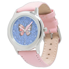 Reloj De Pulsera Mariposa Rosa Volando En Rosas Ver Regalo