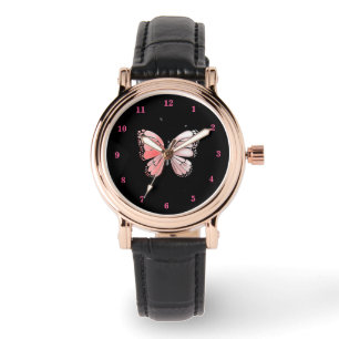 Reloj De Pulsera Mariposa Rosa Y Arte Rosa