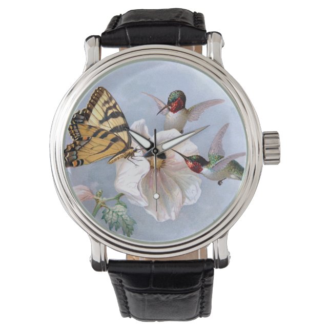 Reloj De Pulsera Mariposa y colibríes (Anverso)