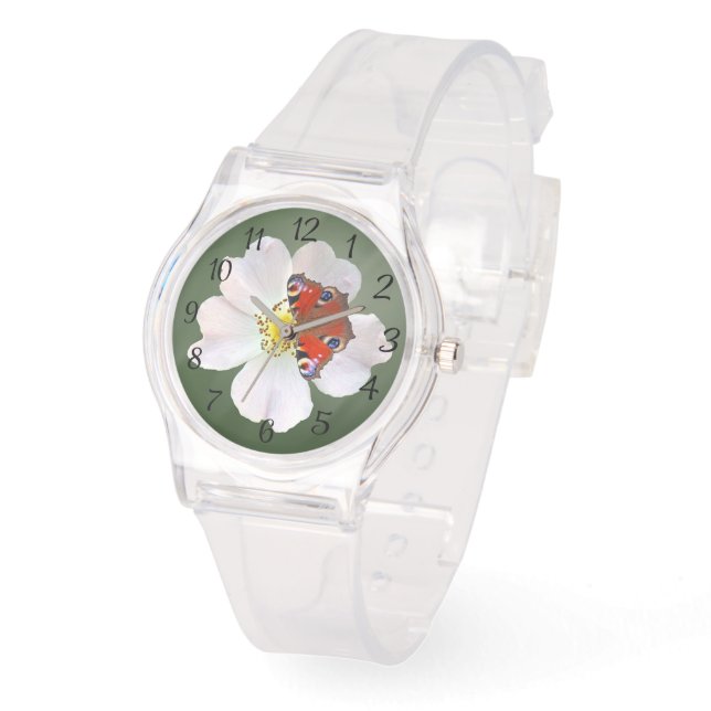 Reloj De Pulsera Mariposa y flor (Ángulo)