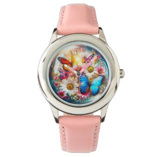 Reloj De Pulsera Mariposa y flor
