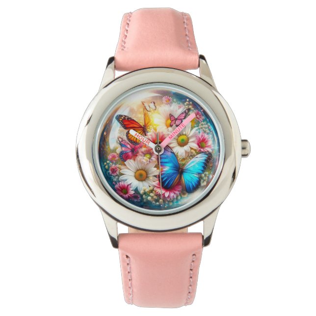 Reloj De Pulsera Mariposa y flor (Anverso)