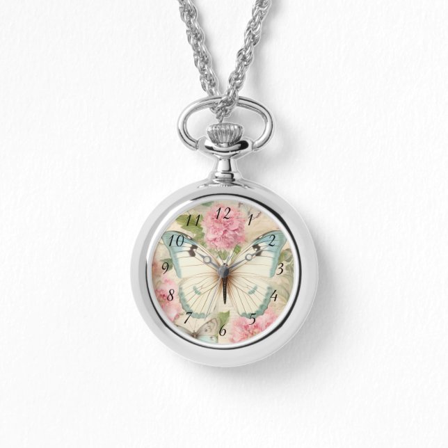Reloj De Pulsera Mariposa y flores (Anverso)