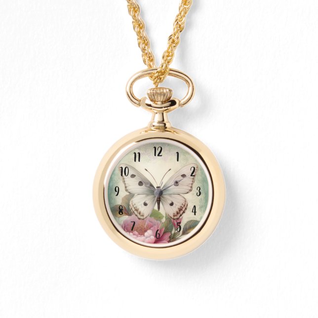 Reloj De Pulsera Mariposa y flores (Anverso)