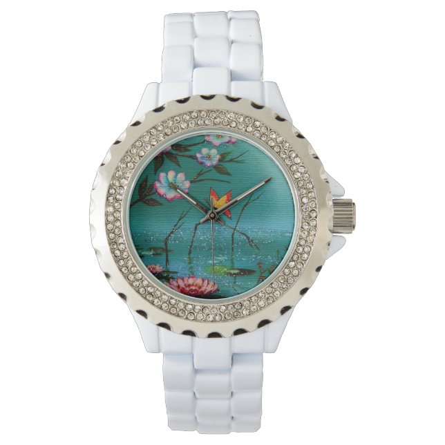 Reloj De Pulsera Mariposa y flores de época (Anverso)